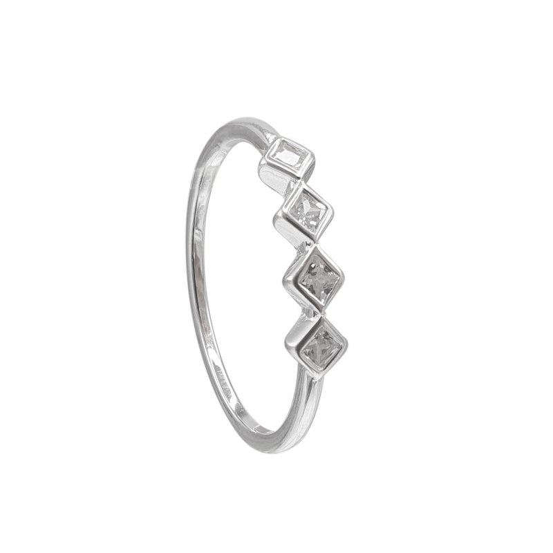 ANILLO CUATRO ROMBOS CIRCONES - PLATA925