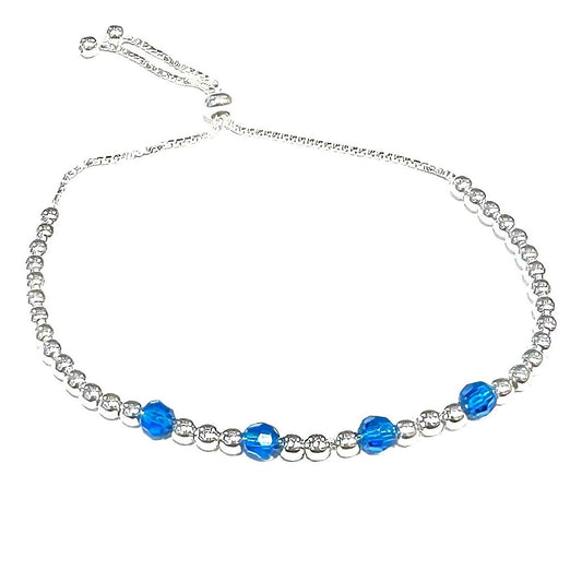 PULSERA AJUSTABLE AZUL - PLATA925